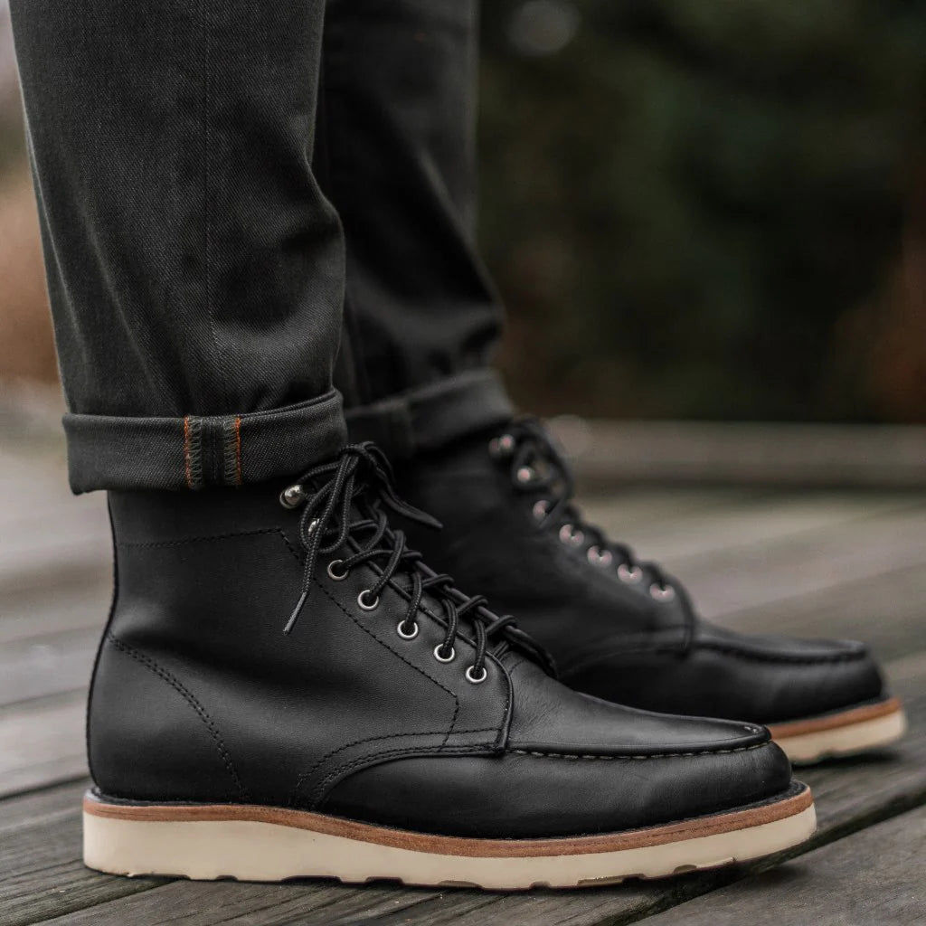 Moc toe boots cuir véritable