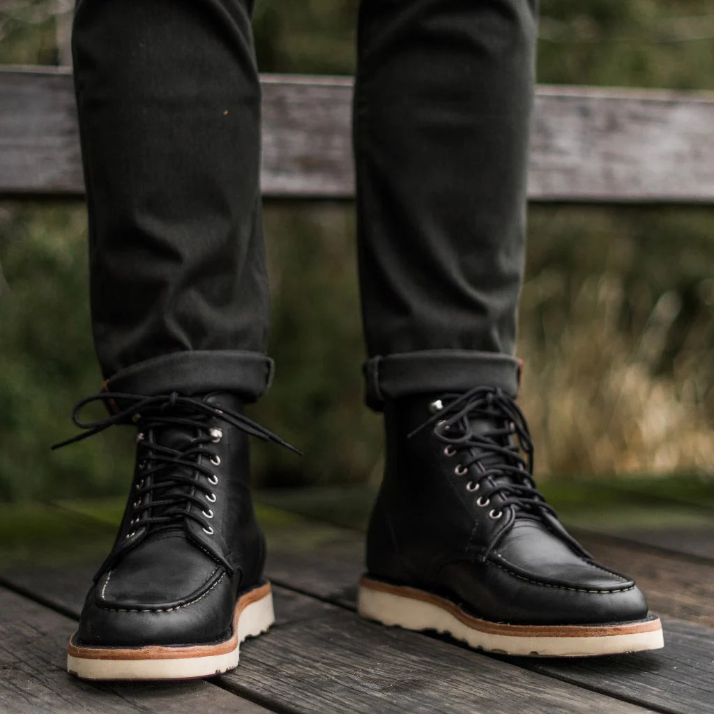 Moc toe boots cuir véritable